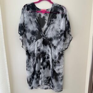 Betsey Johnson Black Gray Tie Dye Dress Cover Up OSFM One‎ Size